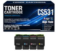 para Lexmark CS531 CS632 CX532 CX635 Cartuchos de tóner 75M20K0 75M20C0 75M20M0 75M20Y0. Cartucho de tóner con Chip de Alto Rendimiento.