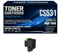 para Lexmark CS531 CS632 CX532 CX635 Cartuchos de tóner 75M20K0 75M20C0 75M20M0 75M20Y0. Cartucho de tóner con Chip de Alto Rendimiento.