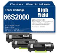 para Lexmark MS531dw MS631dw Cartuchos de tóner Compatible Tóner Negro 66S2000 Alto Rendimiento para Lexmark MS531dw MS631dw MS632dwe MX532adwe MX632adwe Impresoras con Chip,66S2000-3PC
