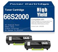 para Lexmark MS531dw MS631dw Cartuchos de tóner Compatible Tóner Negro 66S2000 Alto Rendimiento para Lexmark MS531dw MS631dw MS632dwe MX532adwe MX632adwe Impresoras con Chip,66S2000-2PC