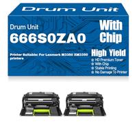 para Lexmark Tambor de Imagen Compatible con M3350 XM3350 (66S0ZA0), Unidad de Tambor de Alto Rendimiento 75 000 páginas,2PC-Black