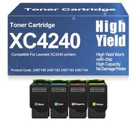 para Lexmark XC4240 Cartuchos de tóner con Chip Compatible 24B7185 24B7182 24B7183 24B7184 Cartucho de tóner Alto Rendimiento para Lexmark XC4240 Impresoras,4Pack-XC4240