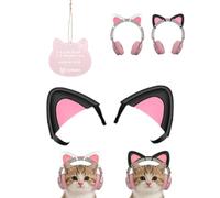 Para Logitech H390 Lindas orejas de gato - Decoración desmontable Kawaii para auriculares, accesorio flexible y reutilizable para auriculares de oreja, color negro