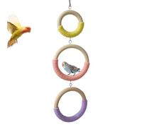 para loros - 3 anillos de madera interactiva colgante | para jaula con cuerda de algodón | Para descanso, escalada, rosicchio para cotorras, inseparables, cacatúas, periquitos