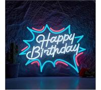 Para luces de neón para decoración de pared Decoración de pared neón "Feliz Cumpleaños". artística para fiesta cumpleaños