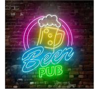 Para luces de neón para decoración de pared Letrero de neón "Beer Pub" con mensaje bienvenida, para ideal para para fiestas (51 cm)