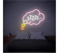 Para luces de neón para decoración de paredes. Lámpara de ambiente relajante "Buenas noches, duerme bien", letreros neón con luces brillo ajustable(D,55cm)