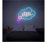 Para luces de neón para decoración de paredes. Lámpara de ambiente relajante "Buenas noches, duerme bien", letreros neón con luces brillo ajustable(F,55cm)