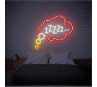 Para luces de neón para decoración de paredes. Lámpara de ambiente relajante "Buenas noches, duerme bien", letreros neón con luces brillo ajustable(G,40cm)