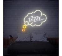 Para luces de neón para decoración de paredes. Lámpara de ambiente relajante "Buenas noches, duerme bien", letreros neón con luces brillo ajustable(C,35cm)