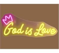 Para luces de neón para decoración de paredes. Letrero de neón "Dios es amor" para decoración bodas, hogar, habitación niña, lámpara 42 x 17 cm(3)
