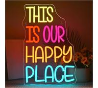 Para luces de neón para decoración de paredes. Letreros de neón Decoración Letrero Este es nuestro lugar feliz Regulable P