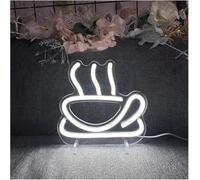 Para luces de neón para decoración de paredes. Para lámpara de neón palabra prestada Taza café para letreros para pared(Blanco)