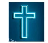 Para luces de neón para decoración de paredes. Para letrero de neón para cruz Jesús Luz para dormitorio Sala estar Bautismo Pared para fiesta(Ice Blue)
