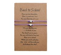 Para luna con abalorios, anillos de regalo pulsera más tarjeta regreso a la escuela regalos madre hija pulsera conjunto para 2 primeros días escolares pulsera mamá y yo pulseras ancho (Purple, One