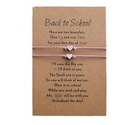 Para luna con abalorios anillos regalo pulsera más tarjeta regreso a la escuela regalos madre hija pulsera conjunto para 2 primeros días escolares pulsera mamá y yo pulseras ancho (Pink, One Size)