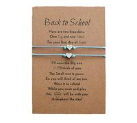 Para luna con abalorios, anillos regalo pulsera más tarjeta regreso a la escuela regalos madre hija pulsera conjunto para 2 primeros días escolares pulsera mamá y yo pulseras (Sky Blue, One Size)