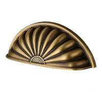 Para manijas de gabinete de latón retro clásicas Tiradores de cajón de 76 mm Agujero central Forma de concha Pomo de muebles para armario, aparador, decoración de entrada, Pvd, acabado en tono dorado