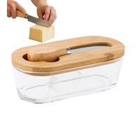 Para Mantequilla - Recipiente De Vidrio Vintage Cuadrado Transparente Hermético De 300 Ml, Recipiente Para Queso Con Raspador De Tapa | Tarro De Almacenamiento De Cocina Para El Hogar, Oficina,