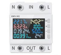 Para medidor de energía inteligente riel DIN 8 en 1s analizador de potencia 63A AC voltaje probador de corriente con protección contra sobretensión, control remoto de aplicación para Tuya para Smart