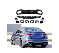 para Mercedes W177 Clase A A180 A200 A220 A250 Sedán Hatchback 2019 2020 Parachoques Trasero Tubo De Escape Difusor Trasero Estilo A35 HGMGFYCX(A35 Sedan Black)