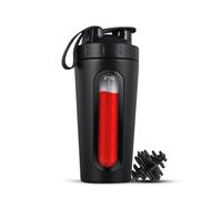 para mezclas de proteínas, coctelera de proteínas de acero inoxidable, no se mantiene frío/caliente, vaso mezclador de metal con ventana, B, fácil de usar