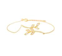 Para mi mejor amiga: Pulsera con hojas delicadas, pulseras ajustables con circonita cúbica, elegante pulsera de la amistad con diseño de hojas para mujer (Gold)
