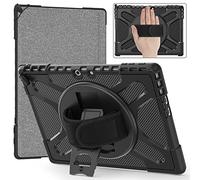 Para Microsoft-Surface-Pro-9 Funda de armadura resistente de 13 pulgadas 2022 con soporte giratorio, cubierta portátil a prueba de golpes con soporte giratorio de 360 ° y correa de mano, compatible con teclado tipo cubierta (negro)