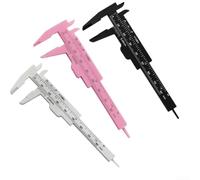 Para Mini calibrador Vernier 0-80mm Tipo deslizante de plástico con métrica clara y escala de pulgadas para medición precisa de joyas y objetos pequeños (blanco+negro+rosa)