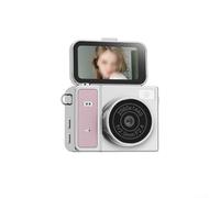 Para mini cámara digital CCD 2K con pantalla abatible de 1,47 pulgadas, cámara retro de ABS para estudiantes, cámara fotográfica compacta para el día a día y viajes, verde (plateado)