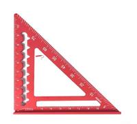 Para mini regla triangular cuadrada de aleación de aluminio de 4.48 pulgadas con escala métrica transparente para guía de corte de carpintería y medición de ángulo azul (rojo)