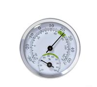 Para mini termómetro, higrómetro interior, analógico, medidor de temperatura precisa, medidor de humedad, aluminio, 58 mm, plata (plateado-verde)