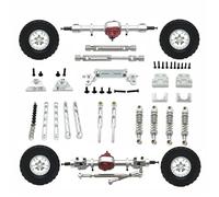 Para MN82 LC79 MN82S MN82Pro MN82T 1/12 Eje Delantero Metal Barra Enlace Del Chasis Amortiguador Juego Neumáticos Actualización Coche RC Piezas Reparación RC Juguetes(Silver)