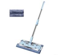 para mopa Plana con Almohadillas Desechables para Rápida en para madera y Azulejos - Cabezal Giratorio 360° Mango para acero 40x15cm(blue)