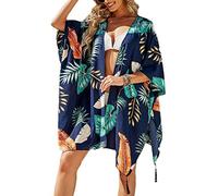 para Mujer Cover Ups Gasa Estampado Floral Kimono Suelto Chal cárdigan Boho Verano Blusa Informal Top Sexy Playa Traje de baño Capas Vestido Playa para Mujer Camisa de Manga Poncho de Playa