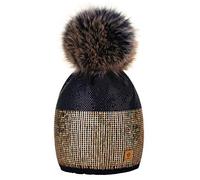 para Mujer Invierno Más Cálido Sombrero Gorra with Large Pom Pom de la Bola Gorra Tejida Gorra Grande Snowboard Ski Bobble Small Crystals Sequins 4sold