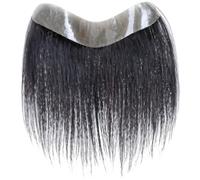 Para mujeres y hombres, uso universal, tupé de cabello humano negro de 6 pulgadas, parche de línea capilar para línea capilar en retroceso, fácil aplicación con diseño recto natural