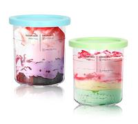 Para Ninja Creami Deluxe Pintas, paquete de 2, NC500 NC501 Pinta de helado para Ninja Delux Ice Cream Maker, para contenedores Ninja Creami Deluxe con capacidad para 24 onzas de alimentos, apto para