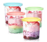 Para Ninja Creami Deluxe Pintas, paquete de 4, NC500 NC501 Pinta de helado para Ninja Delux Ice Cream Maker, para contenedores Ninja Creami Deluxe con capacidad para 24 onzas de alimentos, apto para