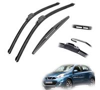 para Nissan para Micra para March Hatchback K13 2010 2011 2012 2013 2014 2015 2016 Escobillas limpiaparabrisas Delanteras y traseras Cepillos Cortadores Accesorios 21''+14''+12''
