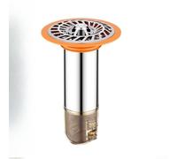 Para núcleo de drenaje de piso de acero inoxidable de alta calidad con sello de agua profundo mejorado y cesta de filtro ancho obstrucciones y malos olores para baño, naranja, 7,3 x 3,2 x 15 cm
