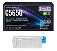 para Oki C5650n C5750n C5650dn C5750dn C5500n C5800Ldn Cartuchos de tóner C5650 43865708 43865707 43865706 43865705 Impresoras,Yellow-C5650