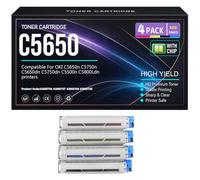 para Oki C5650n C5750n C5650dn C5750dn C5500n C5800Ldn Cartuchos de tóner C5650 43865708 43865707 43865706 43865705 Impresoras,4Pack-C5650