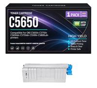 para Oki C5650n C5750n C5650dn C5750dn C5500n C5800Ldn Cartuchos de tóner C5650 43865708 43865707 43865706 43865705 Impresoras,Black-C5650
