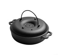 Para olla de hierro fundido redonda 27 cm con tapa para asar | Diseño redondo, 27 cm de diámetro, incluye tapa, ideal para asar y hornear, cocinar de manera uniforme