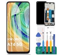 para OPPO A74 5G Pantalla LCD para OPPO A54 5G Pantalla de Repuesto para OPPO A74 5G Pantalla táctil CPH2197 Conjunto digitalizador CPH2195 Kit de reparación (Negro con Marco)