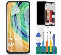 Para OPPO A9 2020 Pantalla LCD Para OPPO A11 Reemplazo de pantalla para OPPO A9 Pantalla táctil CPH1937 Kits de reparación de montaje digitalizador (Negro, con marco)