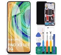 para OPPO Find X3 Lite 5G Pantalla de Repuesto para OPPO Find X3 Lite 5G LCD Display CPH2145 Touch Digitizer Kits with Frame(Black,No Fingerprint Recognition)
