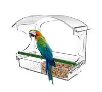 para pájaros con Ventana Transparente - Recipiente Exterior Transparente de acrílico, Fuerte de fijación con, diseño de Bandeja Deslizante extraíble, Vista panorámica del