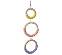 para Pájaros de Jaula | 3 Anillas de Madera Interactivas y Colgables - Pérchate Trepa para Periquitos Agapornis,para Juego, Descanso, Escalada, Masticación en Aviario Interior